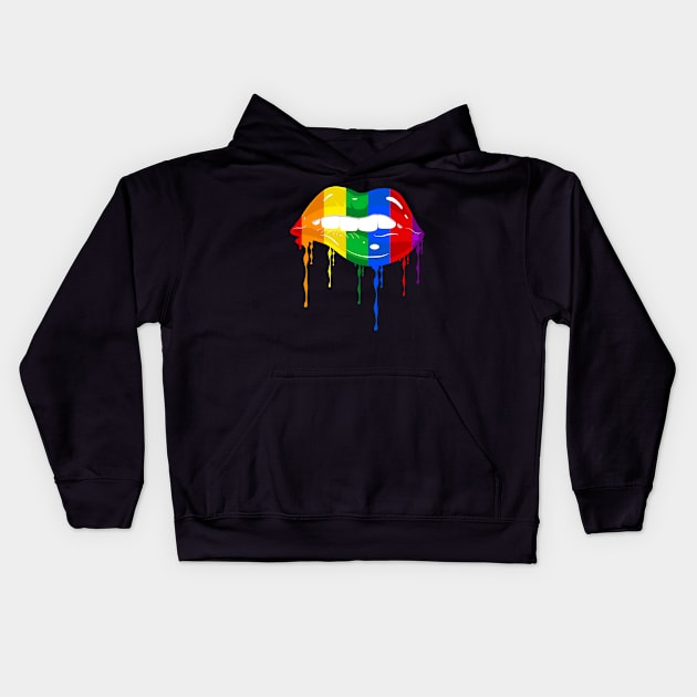 Pride Month Lips with drips Kids Hoodie by Peter the T-Shirt Dude